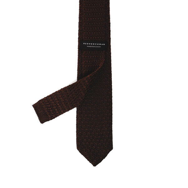 Diamond Tipped Knitted Necktie - Cocoa Brown