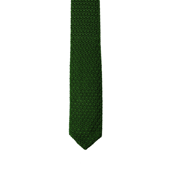 Diamond Tipped Knitted Necktie - Moss Green