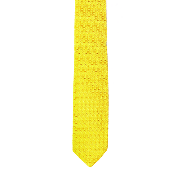 Diamond Tipped Knitted Necktie - Canary Yellow