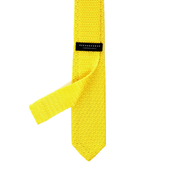 Diamond Tipped Knitted Necktie - Canary Yellow