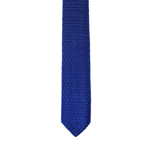 Diamond Tipped Knitted Necktie - Royal Blue