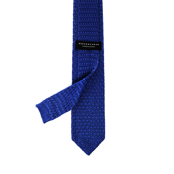 Diamond Tipped Knitted Necktie - Royal Blue