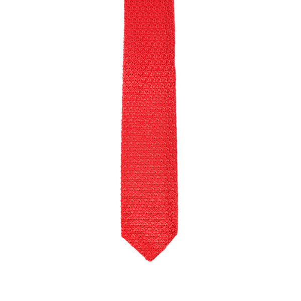 Diamond Tipped Knitted Necktie - Ruby Red