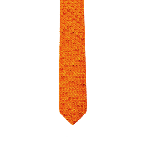 Diamond Tipped Knitted Necktie - Amber Orange