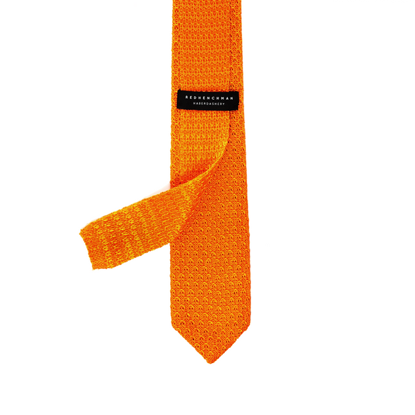 Diamond Tipped Knitted Necktie - Amber Orange