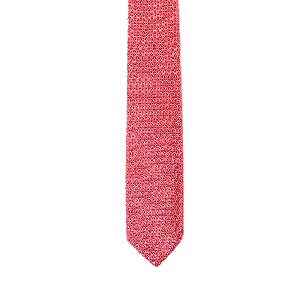 Diamond Tipped Knitted Necktie - Coral Pink