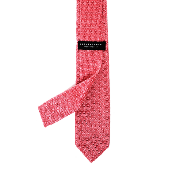 Diamond Tipped Knitted Necktie - Coral Pink