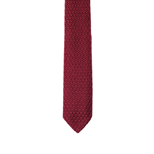 Diamond Tipped Knitted Necktie - Cranberry Red