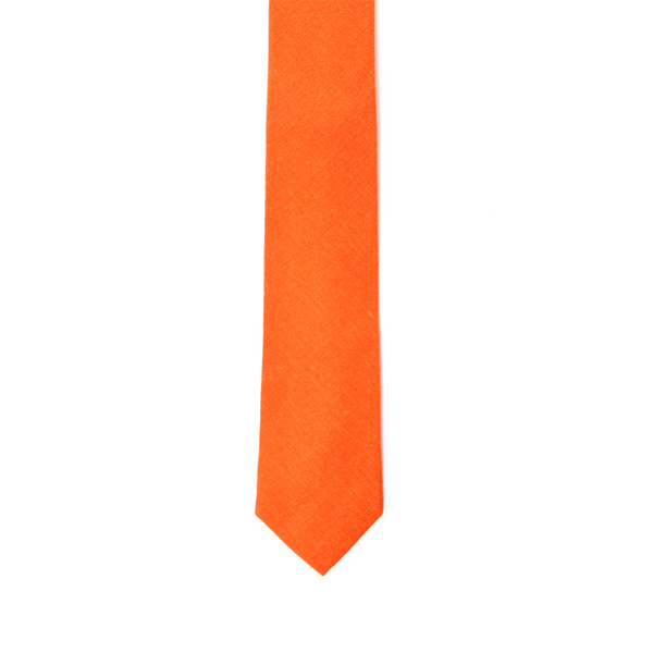 Linen Necktie - Scarlet Orange