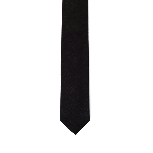 Linen Necktie - Raven Black
