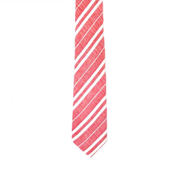 Seersucker Striped Necktie - Red