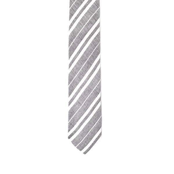 Seersucker Striped Necktie - Grey