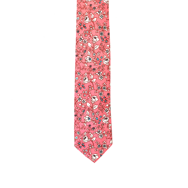 Calico Floral Cotton Necktie - Pink