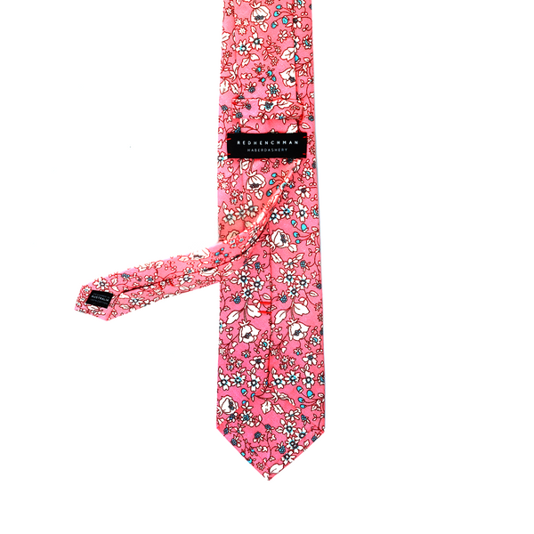 Calico Floral Cotton Necktie - Pink