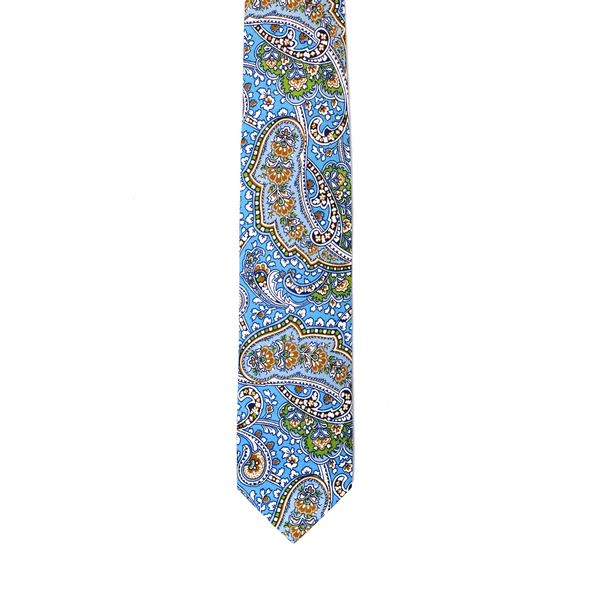 Paisley Cotton Necktie - Harbor Blue