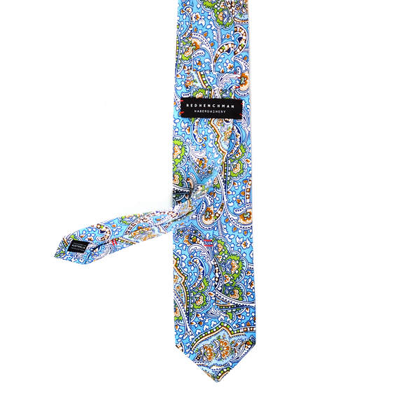 Paisley Cotton Necktie - Harbor Blue