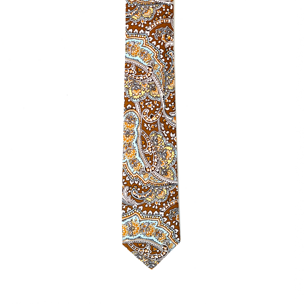 Paisley Cotton Necktie - Brown