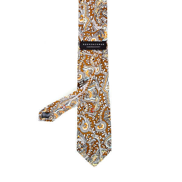 Paisley Cotton Necktie - Brown
