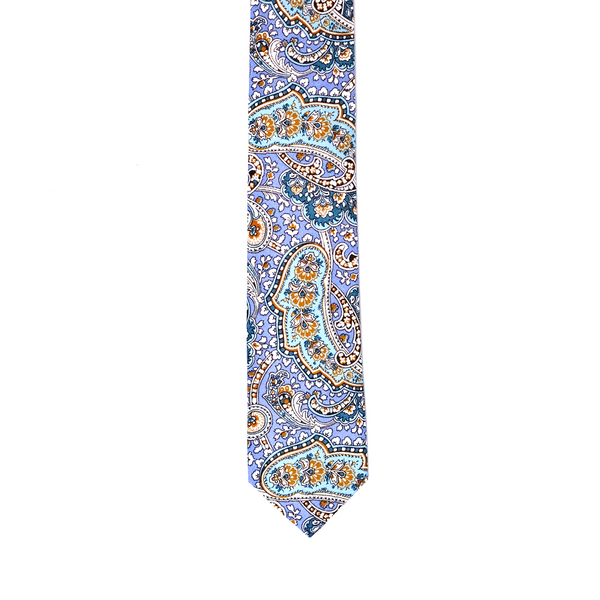 Paisley Cotton Necktie - Lavender Blue