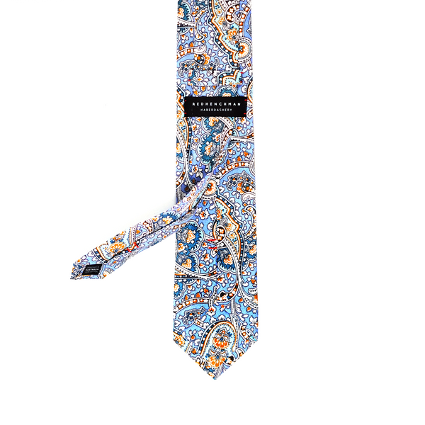 Paisley Cotton Necktie - Lavender Blue