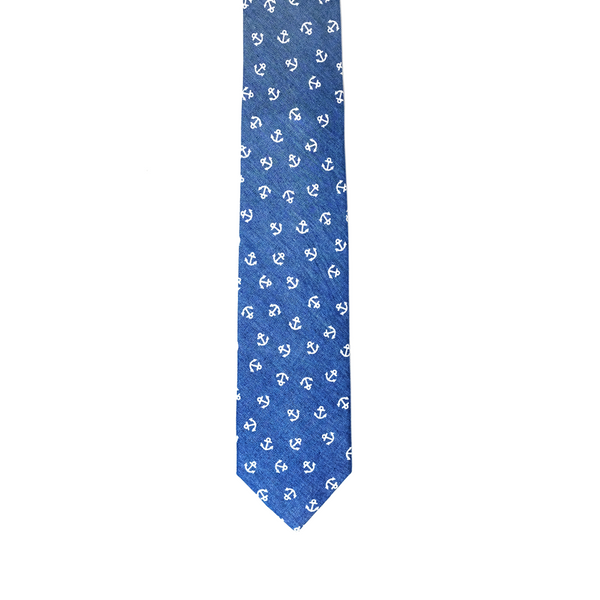 Nautical Chambray Cotton Necktie - Archor Blue