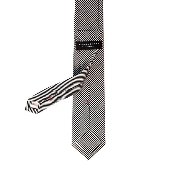 Striped Cotton Necktie - Black & White