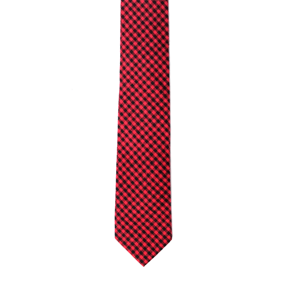 Gingham Flannel Necktie - Red