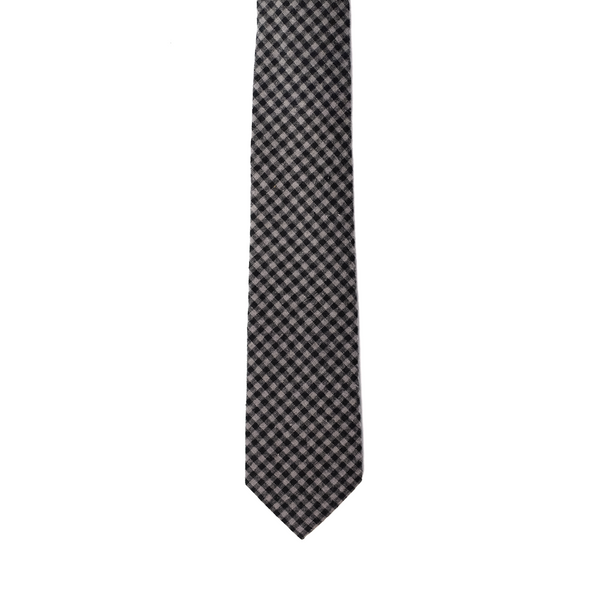 Gingham Flannel Necktie - Grey