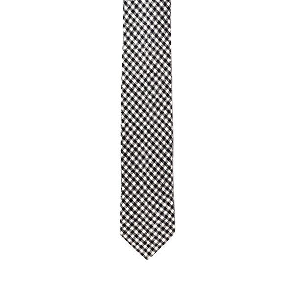 Gingham Flannel Necktie - Black & White