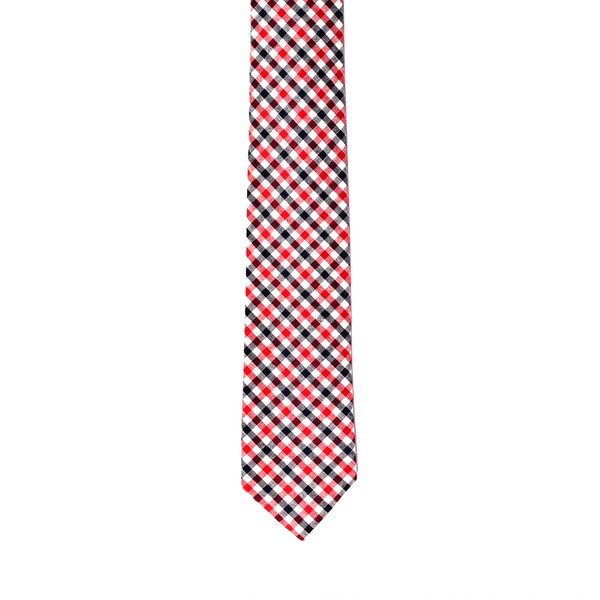 Gingham Cotton Necktie - Red