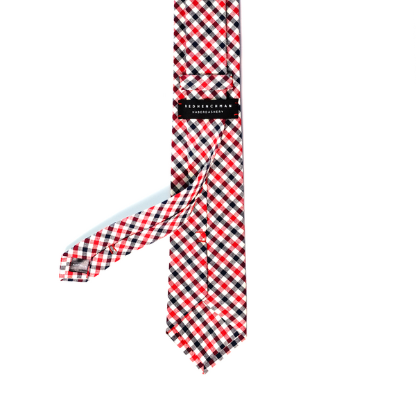 Gingham Cotton Necktie - Red