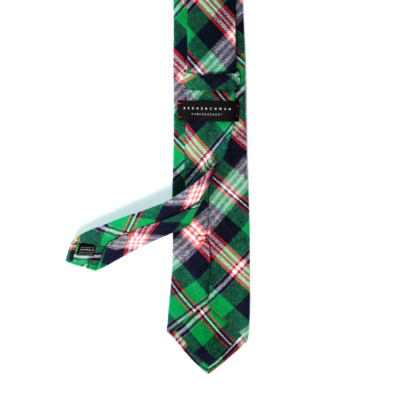 Checkered Flannel Cotton Necktie - Green