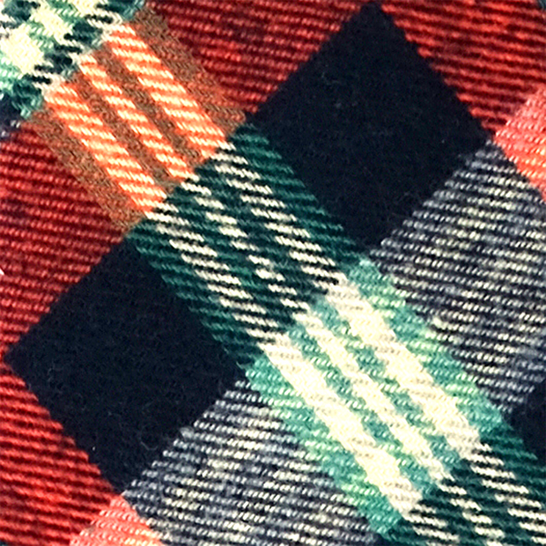 Checkered Flannel Cotton Pre Tied Bow Tie - Orange