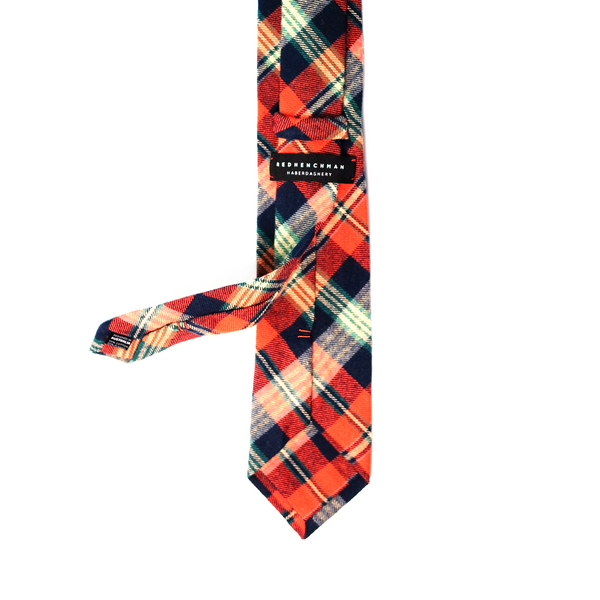 Checkered Flannel Cotton Necktie - Orange