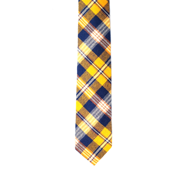 Checkered Flannel Cotton Necktie - Yellow