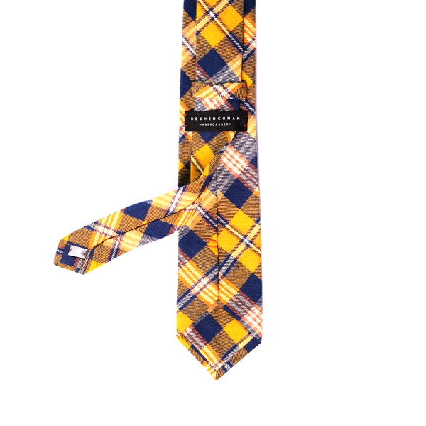 Checkered Flannel Cotton Necktie - Yellow
