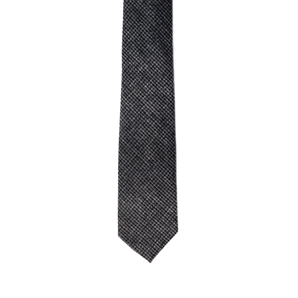 Houndstooth Necktie - Charcoal Grey & Blue