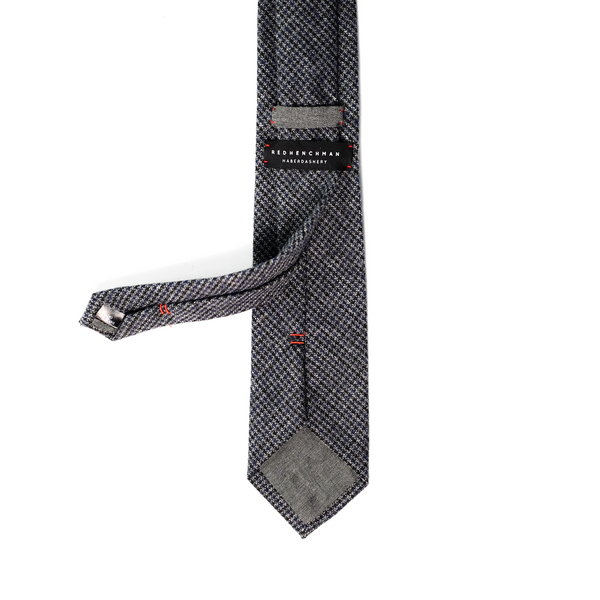 Houndstooth Necktie - Charcoal Grey & Blue