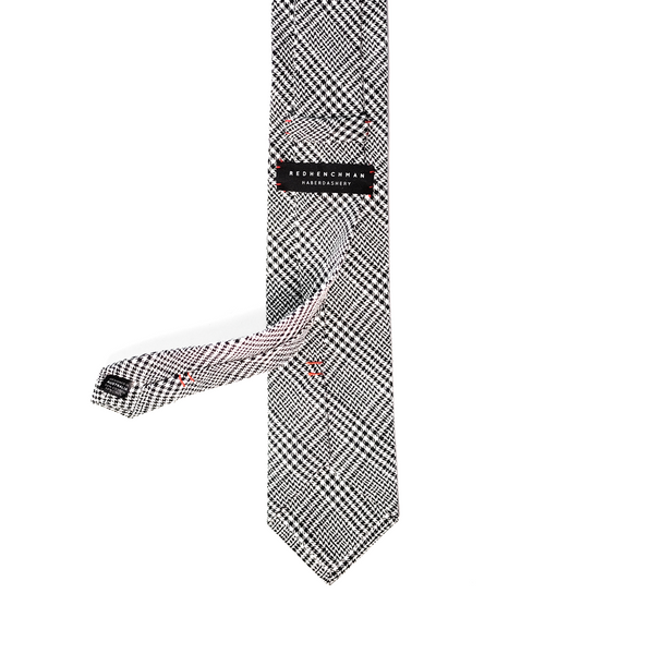 Prince-Of-Wales & Linen Mix Necktie - Grey