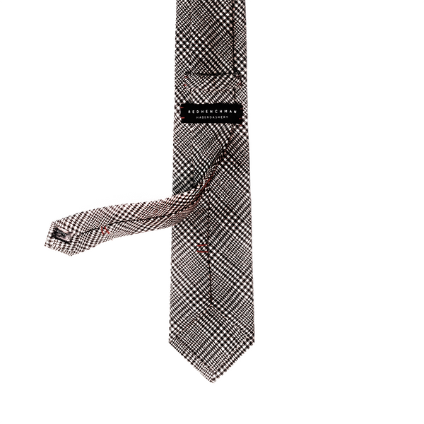 Prince-Of-Wales Cotton & Linen Mix Necktie - Brown