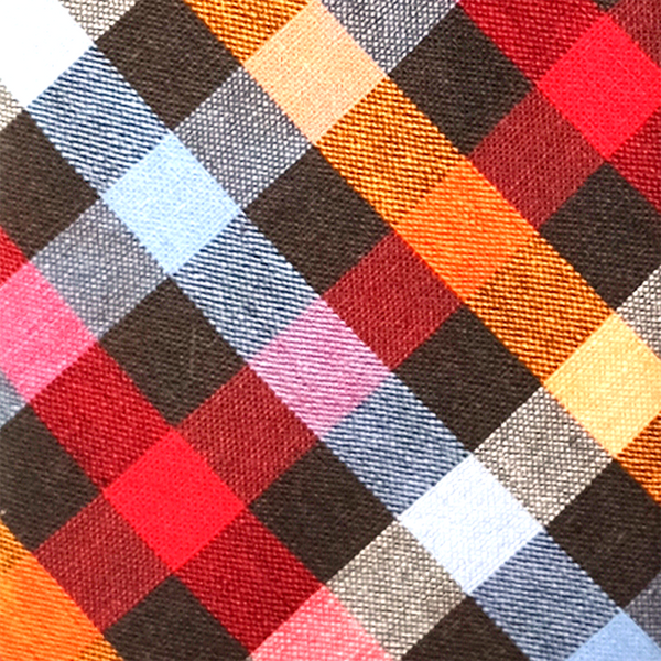 Checkered Cotton Necktie - Orange & Red