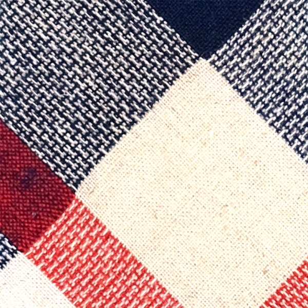 Bold Checkered Cotton & Linen Mix Necktie - Navy & Red
