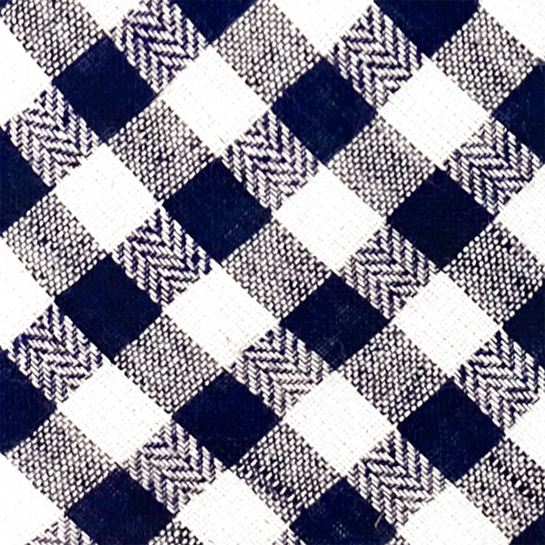 Checkered Cotton & Linen Mix Necktie - Navy Blue