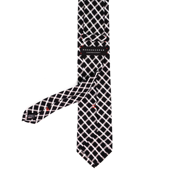Seersucker Checkered Necktie - Black