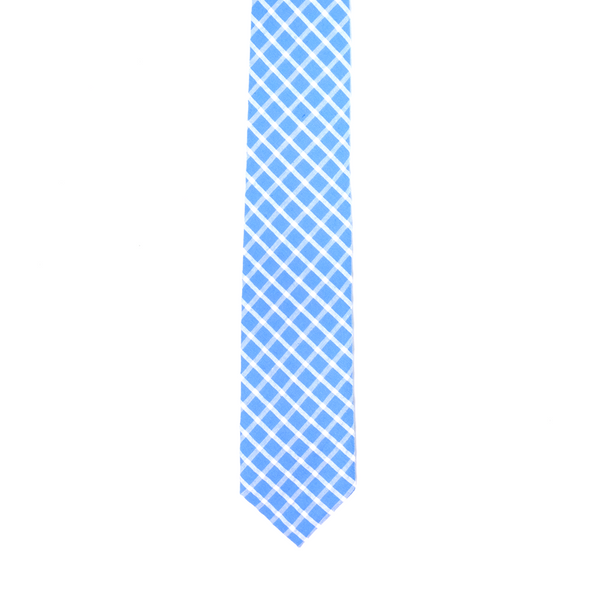 Seersucker Checkered Necktie - Harbor Blue