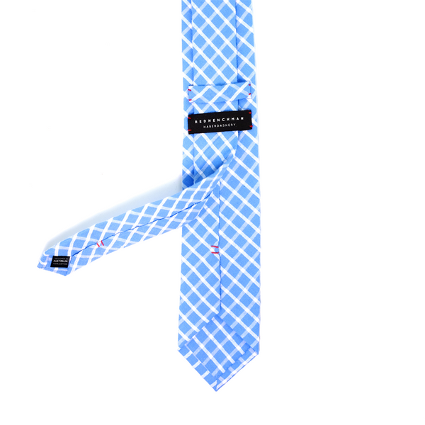 Seersucker Checkered Necktie - Harbor Blue
