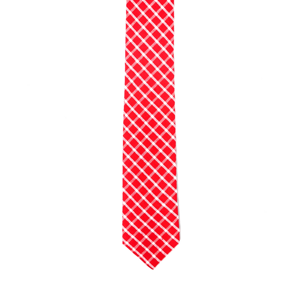 Seersucker Checkered Necktie - Red