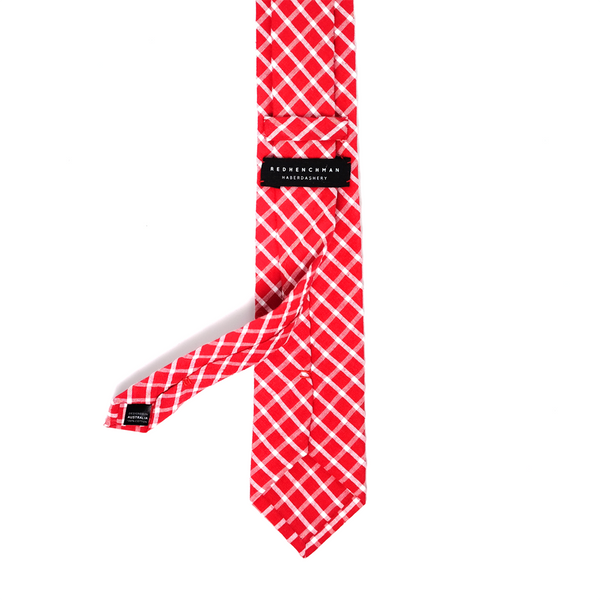 Seersucker Checkered Necktie - Red