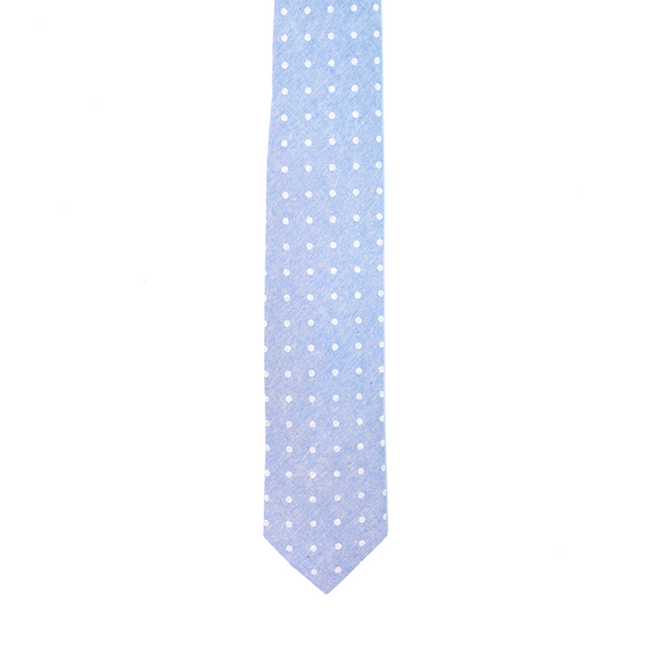 Chambray Polka Dot Necktie - Sky Blue