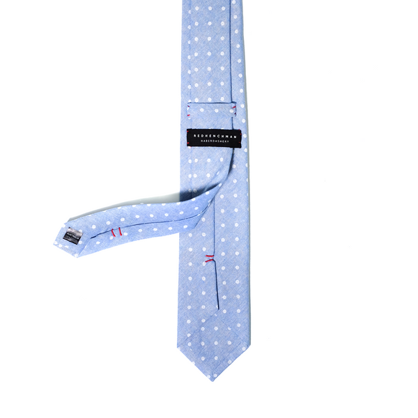 Chambray Polka Dot Necktie - Sky Blue